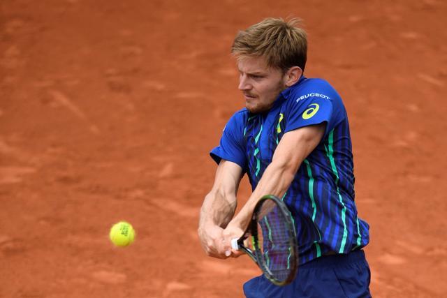 David Goffin returns to Ernests Gulbis. (AFP)