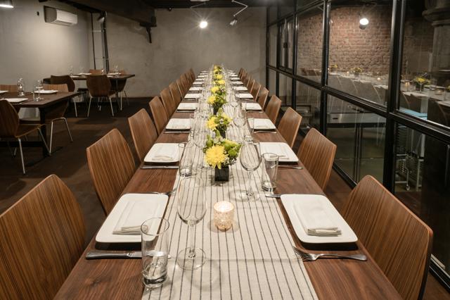 The dining area can seat 40 guests and overlooks the massive kitchen The dining area can seat 40 guests and overlooks the massive kitchen