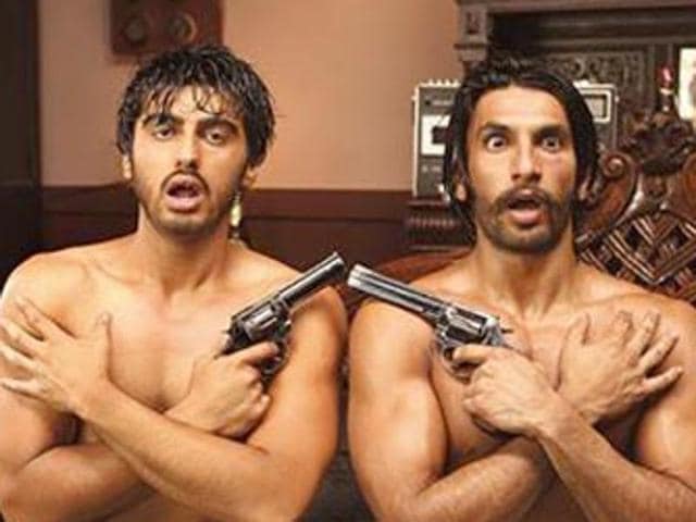 Ranveer Singh, Arjun Kapoor and Priyanka Chopra in a still from Gunday.