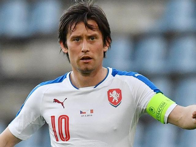 Czech Republic's Tomas Rosicky reacts during the friendly football match. (AFP Photo) Czech Republic's Tomas Rosicky reacts during the friendly football match. (AFP Photo)