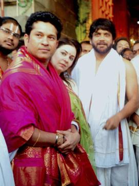 Tendulkar was accompanied by his wife Anjali and actor Akkineni Nagarjuna. (PTI Photo)