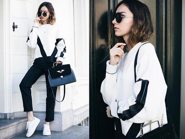 Black pants are totally summer-appropriate with those cool-girl sunglasses. (Pinterest) Black pants are totally summer-appropriate with those cool-girl sunglasses. (Pinterest)