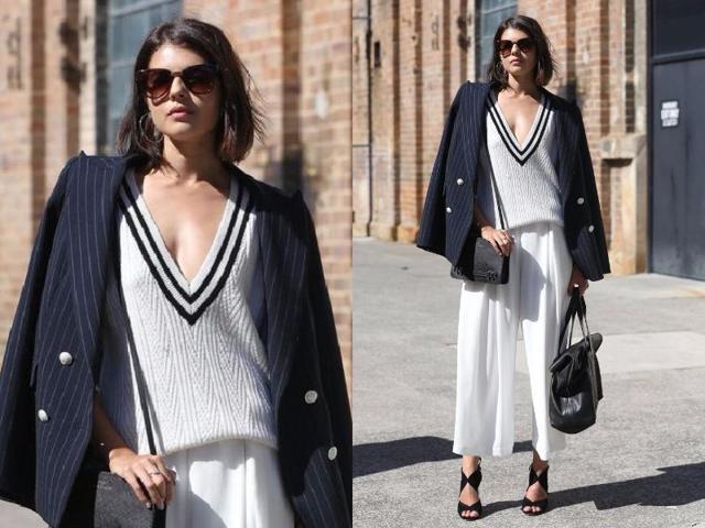 We love the preppy-cool vibes in this black and white look: It’s as if the tennis pro got a fashion-girl makeover. (Pinterest) We love the preppy-cool vibes in this black and white look: It’s as if the tennis pro got a fashion-girl makeover. (Pinterest)