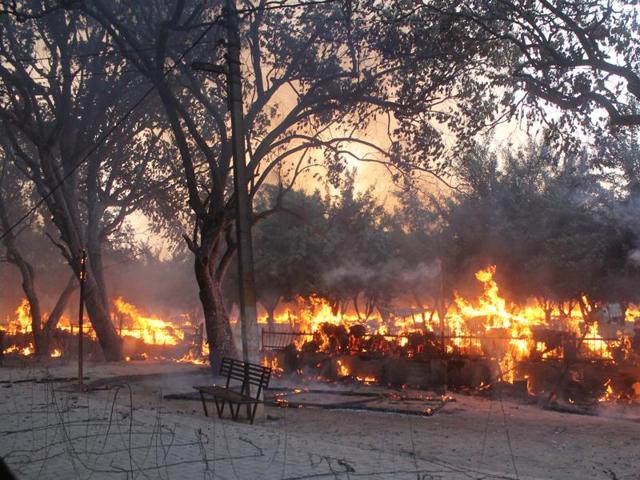 Two police officers were among those killed in the violence which erupted in Jawahar Bagh area on June 2, 2016. (Anant Ram/ Hindustan Times)