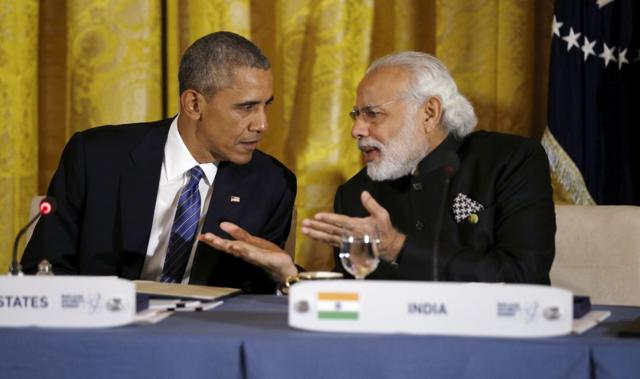U.S. President Barack Obama talks with Indian Prime Minister Narendra Modi during a working dinner at the White House in March 2016. (AP) U.S. President Barack Obama talks with Indian Prime Minister Narendra Modi during a working dinner at the White House in March 2016. (AP)