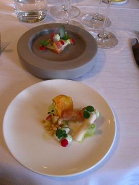 Cannelloni of cucumber, radish and artichoke at Auberge De Herborist (Girija Duggal)