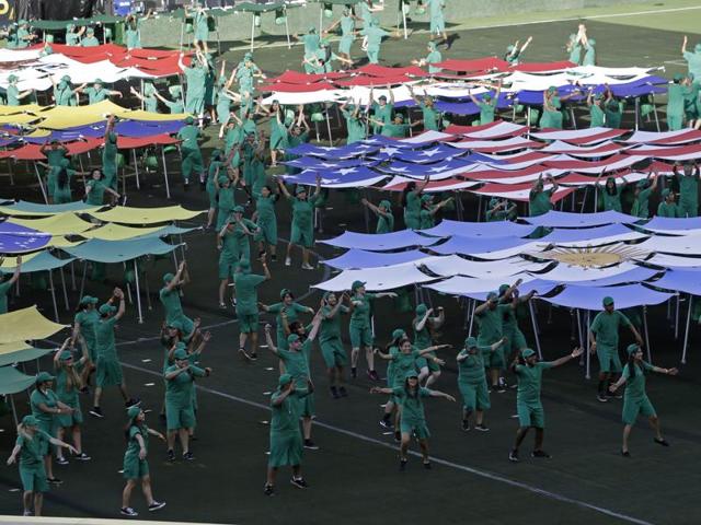 Volunteers perform during the Copa America Centenario Group opening ceremony at Levi's Stadium in Santa Clara. (AP Photo) Volunteers perform during the Copa America Centenario Group opening ceremony at Levi's Stadium in Santa Clara. (AP Photo)