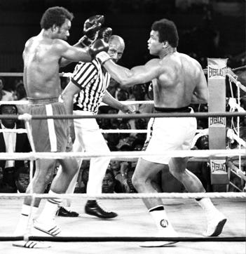 This file photo taken on October 30, 1974 shows the fight opposing former world heavyweight boxing champion the American Muhammad Ali (R) and his compatriot and titleholder George Foreman (L) in Kinshasa. Ali won and got back his title. (AFP) This file photo taken on October 30, 1974 shows the fight opposing former world heavyweight boxing champion the American Muhammad Ali (R) and his compatriot and titleholder George Foreman (L) in Kinshasa. Ali won and got back his title. (AFP)