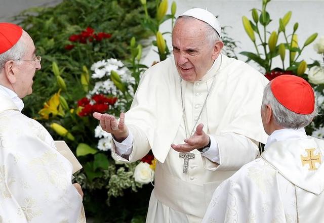 Pope Francis gestures as he is greeted by Cardinals at the end of a mass for the Jubilee of Priests at St. Peter's Square at the Vatican on Friday. (Reuters) Pope Francis gestures as he is greeted by Cardinals at the end of a mass for the Jubilee of Priests at St. Peter's Square at the Vatican on Friday. (Reuters)