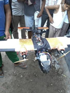 A camera-attached drone was recovered in Palam Vihar air force depot on Saturday (HT Photo)