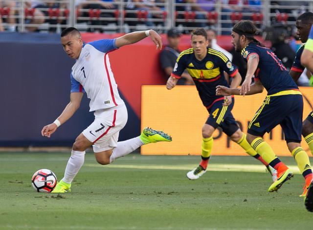 United States forward Bobby Wood (7) controls the ball against Colombia in the first half. (Reuters via USA Today Sports) United States forward Bobby Wood (7) controls the ball against Colombia in the first half. (Reuters via USA Today Sports)