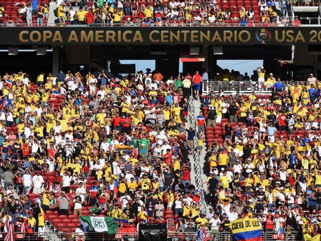 Football fans wait for the start of the Copa America Centenario football tournament match between Colombia and the USA. (AFP Photo) Football fans wait for the start of the Copa America Centenario football tournament match between Colombia and the USA. (AFP Photo)