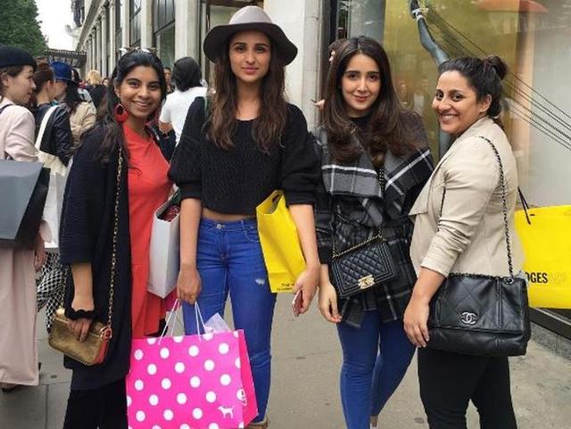 Parineeti Chopra out on a shopping spree with her girls in London.