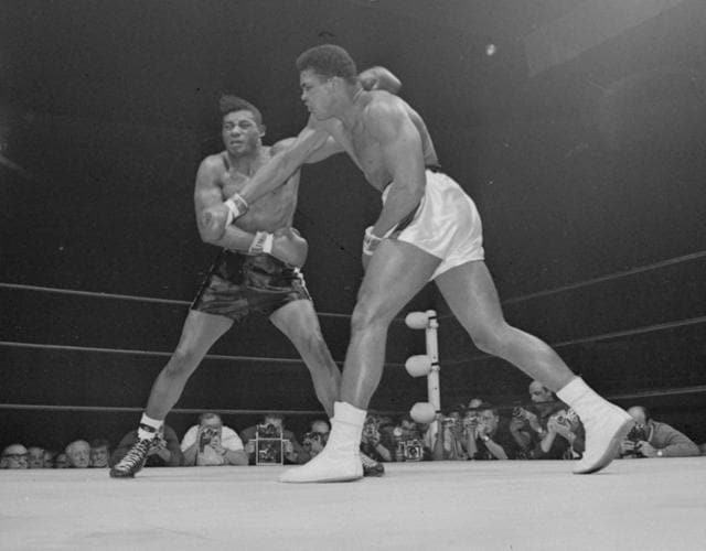 Muhammad Ali landing a throw right to the jaw of challenger Floyd Patterson in the seventh round of their heavyweight title fight at Las Vegas. (AP File Photo) Muhammad Ali landing a throw right to the jaw of challenger Floyd Patterson in the seventh round of their heavyweight title fight at Las Vegas. (AP File Photo)
