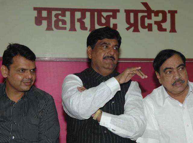 BJP Leaders Devendra Fadnavis, Gopinath Munde and Eknath Khadse (Hindustan Times) BJP Leaders Devendra Fadnavis, Gopinath Munde and Eknath Khadse (Hindustan Times)