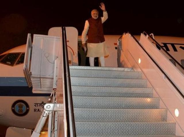 Prime Minister Narendra Modi arrived in Geneva on Monday as a part of his five-nation tour.(Twitter)