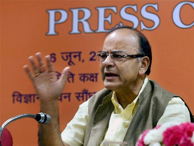 Union finance minister Arun Jaitley addresses the media after the quarterly performance review meeting of the chairman and managing directors of Public Sector Banks (PSB) and financial institutions. (PTI) Union finance minister Arun Jaitley addresses the media after the quarterly performance review meeting of the chairman and managing directors of Public Sector Banks (PSB) and financial institutions. (PTI)