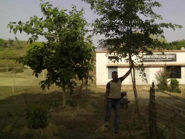 Hemraj Balodiya at Pipaliya Kumar Middle School.(HT photo) Hemraj Balodiya at Pipaliya Kumar Middle School.(HT photo)