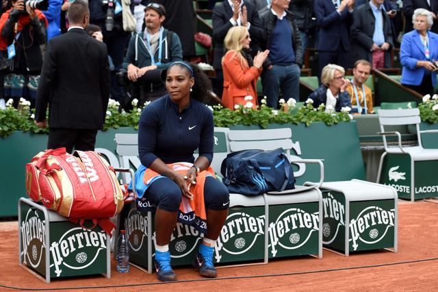 US player Serena Williams looks on after the women's final match at the Roland Garros 2016 French Tennis Open in Paris. (AFP Photo) US player Serena Williams looks on after the women's final match at the Roland Garros 2016 French Tennis Open in Paris. (AFP Photo)