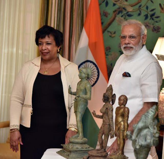 During her address at ceremony of Repatriation of Cultural Property, US Attorney General Loretta E. Lynch said: “Today (Monday) we begin the process of returning more than 200 stolen cultural objects back to India.” During her address at ceremony of Repatriation of Cultural Property, US Attorney General Loretta E. Lynch said: “Today (Monday) we begin the process of returning more than 200 stolen cultural objects back to India.”