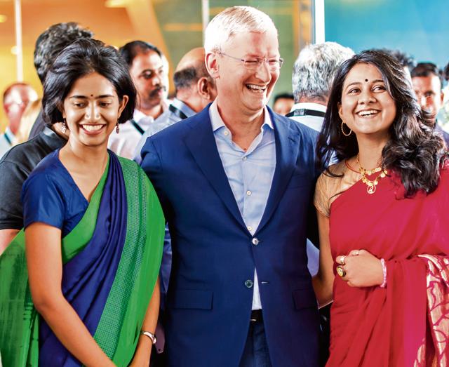 Apple chief Tim Cook during his recent visit to India.(AP)