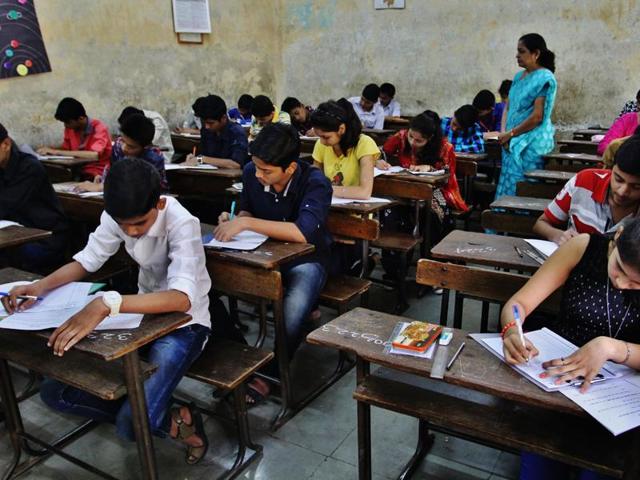 Students appear for their first SSC exam at Maharashtra Vidyalaya in Thane. (Praful Gangurde/HT file) Students appear for their first SSC exam at Maharashtra Vidyalaya in Thane. (Praful Gangurde/HT file)