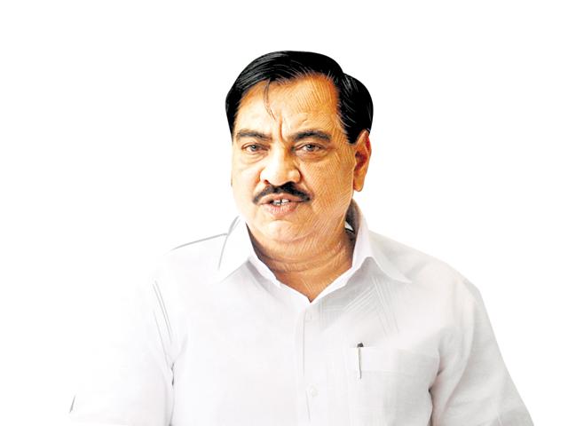 Eknath Khadse at a press conferance at his office at Nariman Point, Mumbai.(HT Fil Photo)