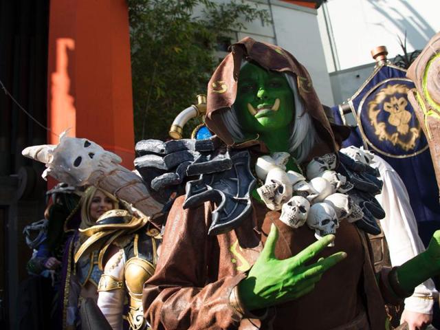 Fans attend the premiere of Warcraft in full costume at TCL Chinese Theatre in Hollywood, California. (AFP) Fans attend the premiere of Warcraft in full costume at TCL Chinese Theatre in Hollywood, California. (AFP)