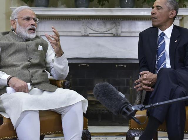 Prime Minister Narendra Modi shakes hands with US President Barack Obama during a meeting at the White House in Washington on Tuesday, June 7, 2016. (AP) Prime Minister Narendra Modi shakes hands with US President Barack Obama during a meeting at the White House in Washington on Tuesday, June 7, 2016. (AP)