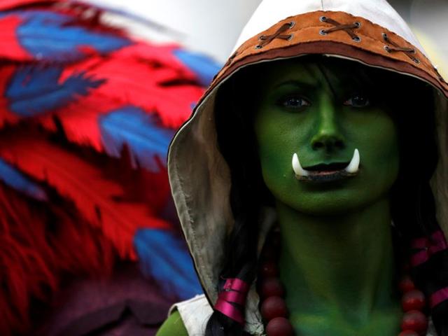 A cosplay enthusiast waits at the premiere of the movie Warcraft in Hollywood. (REUTERS) A cosplay enthusiast waits at the premiere of the movie Warcraft in Hollywood. (REUTERS)