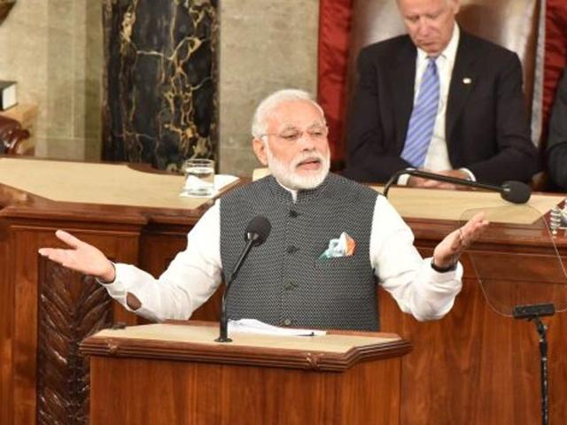 Prime Minister Narendra Modi called for a closer security relationship between his country and the United States on Wednesday, in an address to the US Congress stressing the importance of the warm relationship between the two countries.(Twitter/MEA India)