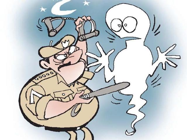 The goof-up came to light recently when a Keranjiya police team reached Singh’s house in Dindori’s Chaura Dadar village to execute the arrest warrant only to be told by Singh’s widow Kusum Kali that her husband had died in October 2012.(Illustration: Jayanto)