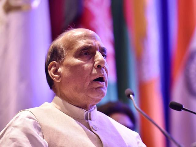 File photo of Union home minister, Rajnath Singh. Singh has said that a new Indian Reserve Battalion in Rajasthan will be named after Rajput ruler Maharana Pratap.(Sanjeev Verma / HT Photo)