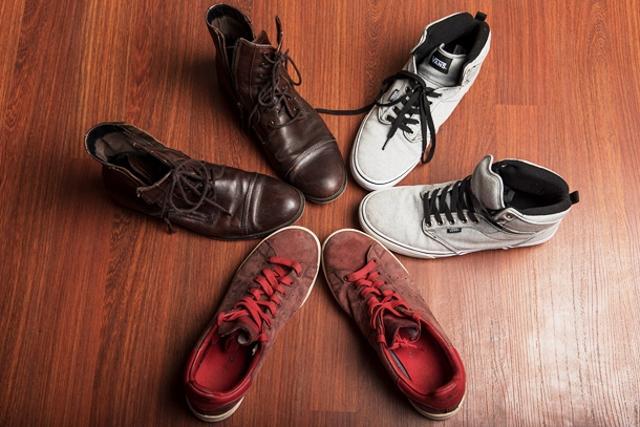 Aaryan’s shoe collection includes brands like Adidas Stan Smith (red), Kenneth Cole (brown) and Vans (grey). (Photo: Aalok Soni/HT ) Aaryan’s shoe collection includes brands like Adidas Stan Smith (red), Kenneth Cole (brown) and Vans (grey). (Photo: Aalok Soni/HT )