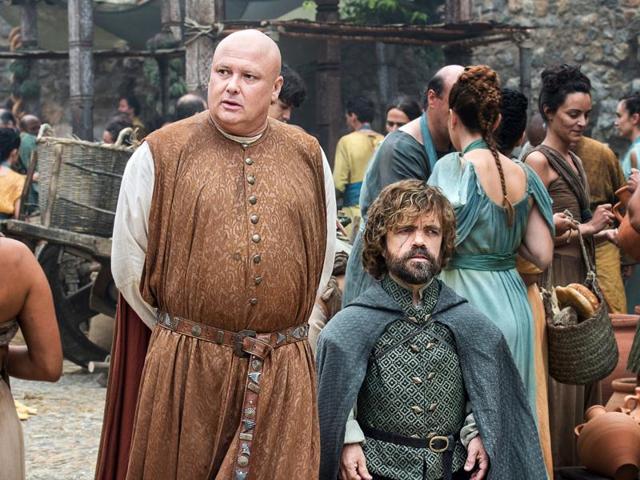 Varys and Tryrion in a still from the upcoming episode eight of the season. (HBO) Varys and Tryrion in a still from the upcoming episode eight of the season. (HBO)