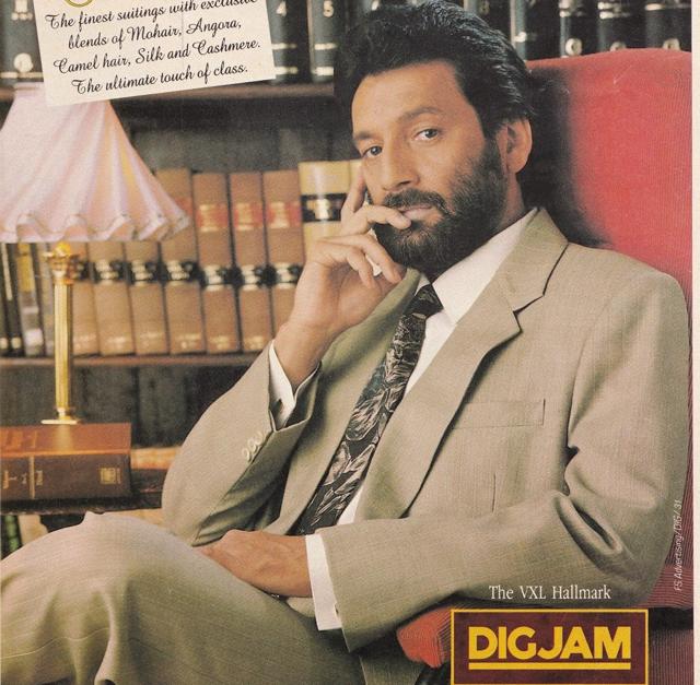 Shekhar Kapur in a suting ad. Well into the ‘90s, nawabs, cricketers and actors modelled for suiting. It’s a small segment now, what with the advent of international designer and high-street brands, and now, online retail.