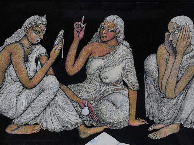Untitled, pen and ink with pastel on paper, Cross Hatch. (The Arts trust ) 