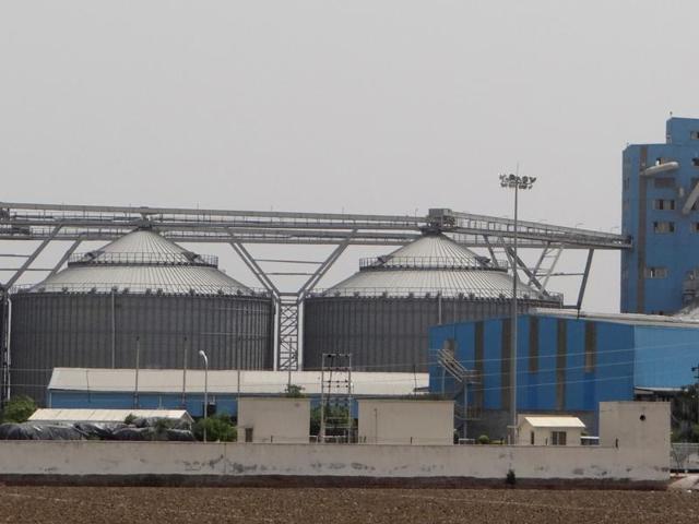 The new steel silos in Moga.(Bharat Bhushan/HT Photo)