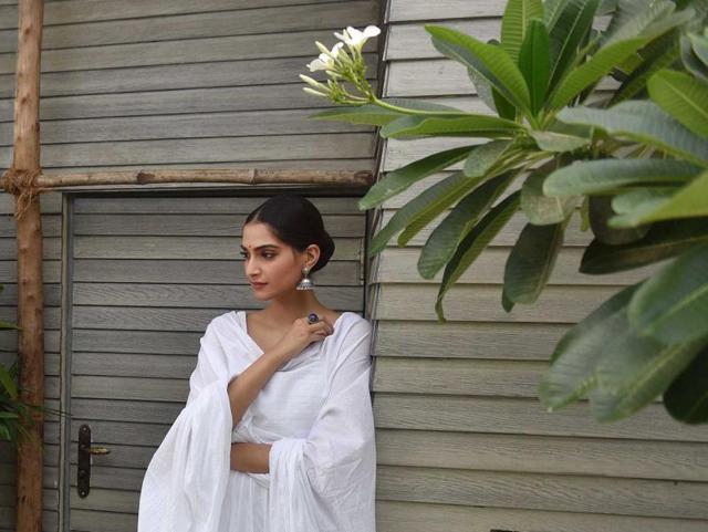Sonam ditched her Ralph & Russo gowns for an ethnic look.   (Aalok Soni/HT Photo) 