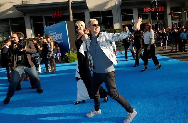 Ellen DeGeneres poses at the premiere of Finding Dory at El Capitan theatre. (REUTERS)