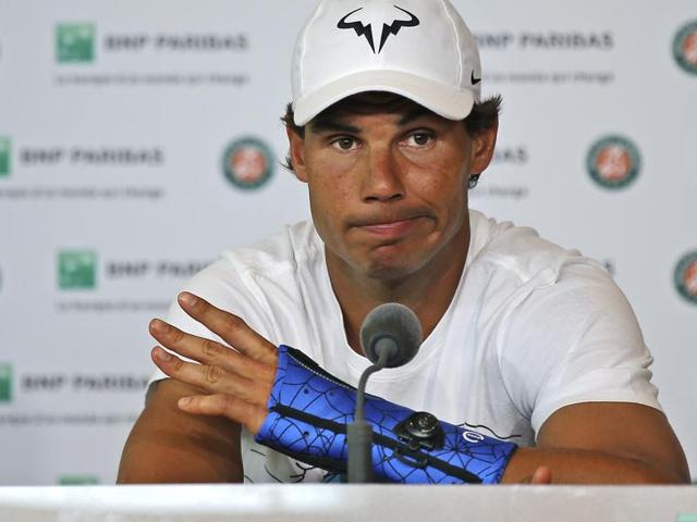 Rafael Nadal of Spain, announced on Thursday that he is pulling out of Wimbledon because of an injury to his left wrist. (AP File Photo) Rafael Nadal of Spain, announced on Thursday that he is pulling out of Wimbledon because of an injury to his left wrist. (AP File Photo)