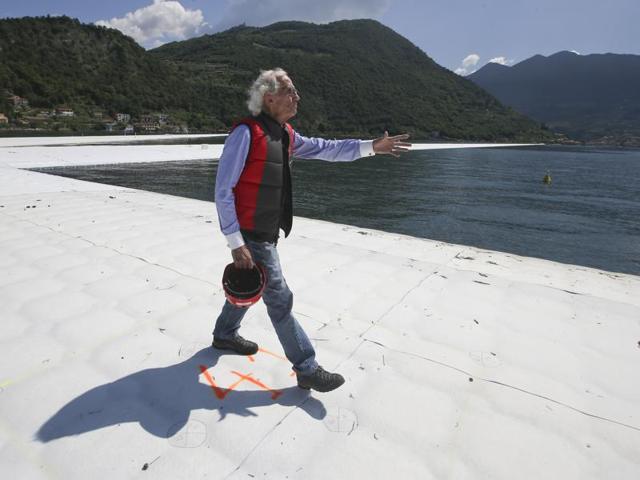 Christo first conceived the idea of ‘The Floating Piers’ with his wife and partner Jeanne-Claude in 1970. Despite her death in 2009, he has continued with their joint projects, including ‘Over The River; (Colorado) and ‘The Mastaba’ (UAE). (AP)