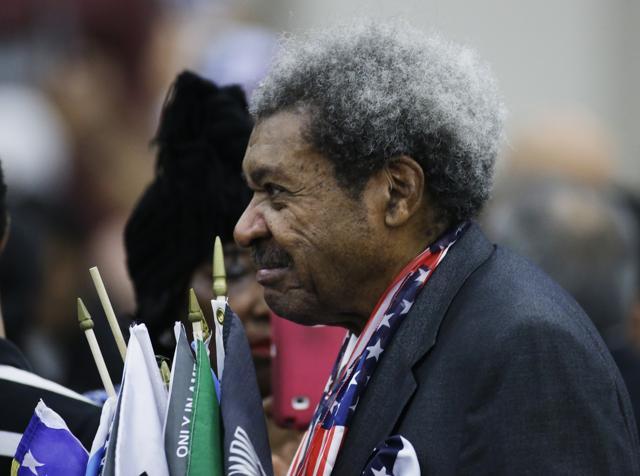 Boxing promoter Don King waits for Muhammad Ali's Jenazah, a traditional Islamic Muslim service, in Freedom Hall. (AP Photo) Boxing promoter Don King waits for Muhammad Ali's Jenazah, a traditional Islamic Muslim service, in Freedom Hall. (AP Photo)