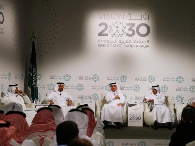 (R-L) Mohammad Al Al Shaikh, a Saudi Cabinet minister, Khalid Al Arj, Saudi minister of civil service, Abdul Rahman Al-Fadli, Saudi minister of water, environment and agriculture, Khalid al-Falih, Saudi energy minister and minister of Hajj and Umrah Mohammad Benten attend a news conference announcing the kingdom's National Transformation Plan, in Jeddah, Saudi Arabia, June 7, 2016 (REUTERS) (R-L) Mohammad Al Al Shaikh, a Saudi Cabinet minister, Khalid Al Arj, Saudi minister of civil service, Abdul Rahman Al-Fadli, Saudi minister of water, environment and agriculture, Khalid al-Falih, Saudi energy minister and minister of Hajj and Umrah Mohammad Benten attend a news conference announcing the kingdom's National Transformation Plan, in Jeddah, Saudi Arabia, June 7, 2016 (REUTERS)