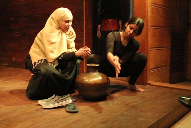 Members of the Dramatics Society of Lady Shri Ram college for Women performing the play 9 Parts of Desire.