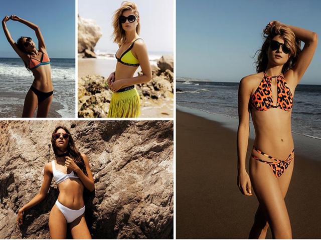 Prefer a tropical print? Bright, abstracted designs feature on prettier off-the-shoulder styles. (Topshop) Prefer a tropical print? Bright, abstracted designs feature on prettier off-the-shoulder styles. (Topshop)