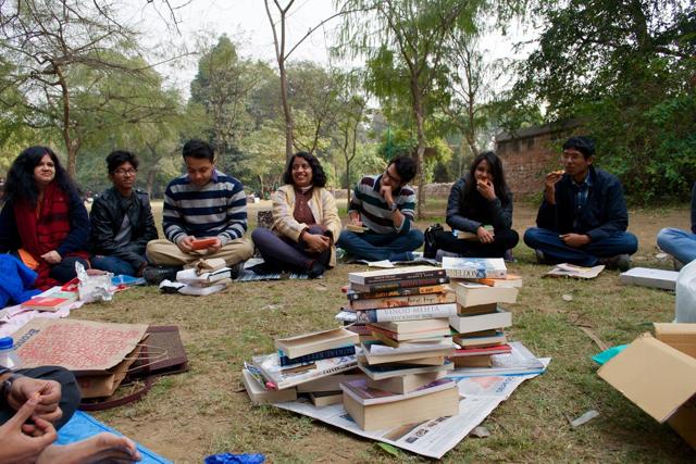 An outdoor meeting of the Bring Your Own Book Delhi club (Photo courtesy: BYOB) An outdoor meeting of the Bring Your Own Book Delhi club (Photo courtesy: BYOB)
