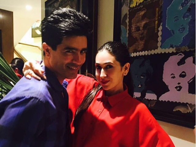 Karisma Kapoor with Manish Malhotra as they party together in Mumbai.
