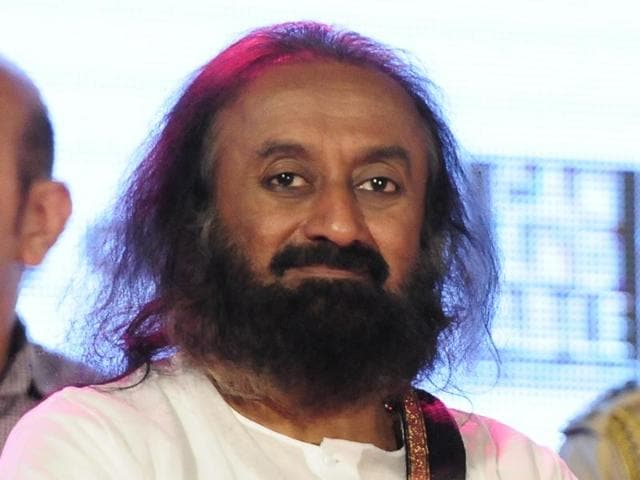 Sri Sri Ravi Shankar in Chandigarh on Thursday.(Keshav Singh/HT Photo)