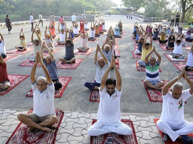 International Yoga Day is about to be celebrated with fervour in Chandigarh this year. (Karun Sharma/HT Photo)